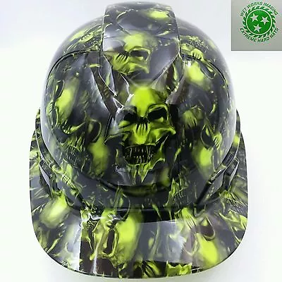 $39.99 • Buy Hard Hat Custom Hydro Dipped , OSHA Approved TERMINATOR SKULLS LIME GREEN