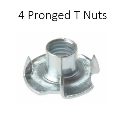 Threaded T Nuts Four Pronged Captive Inserts For Wood Work Furniture Feet M5 M8 • £1.29