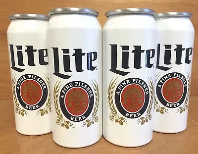 Miller Lite Retro Aluminum Bottle Can Beer Glass Vessel 4 Glasses New & FS 16OZ • $26.95