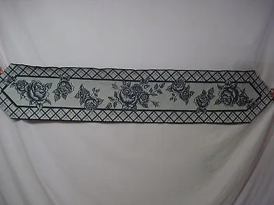 USA Made NWOT Cabbage Rose Toile 13  X 72  Tapestry Table Runner #2 • $22.99
