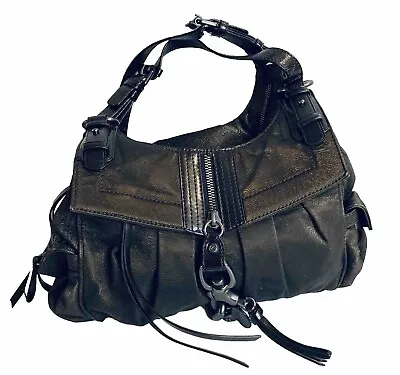 Francesco Biasia | Hobo Dark Brown Metallic Medium Handbag | Lock Clasp | Straps • $25.11