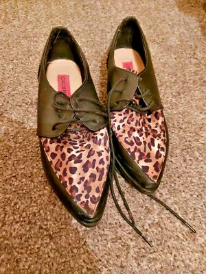 London Rebel Black And Leopard Print Shoes SIZE 3 - Super Fast Delivery • £14.99