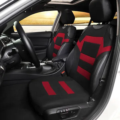 2X Car Front Seat Cover Cushions Styling Accessories T-shirt Design Black/Red • £20.54