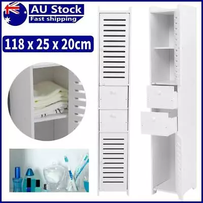 118cm Bathroom Storage Cabinet Organiser Cupboard Shelf Tall Slim Laundry Toilet • $65.98