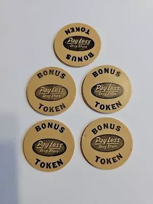 Set Of 5 Wooden Nickel Style Token - Plastic PayLess Drug Store Coin Bonus Token • $3