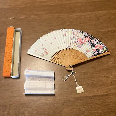 Vintage Sandal Wood Wooden Paper Hand Fans Fold Up 1950-1960 Japan RARE • $18