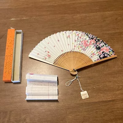 $18 • Buy Vintage Sandal Wood Wooden Paper Hand Fans Fold Up 1950-1960 Japan RARE