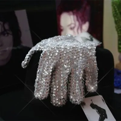 Rare MJ Michael Jackson Glove In Both Side Rhinestone Silver Crystal Handmade • $99.99