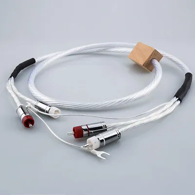 Turntable RCA Cable 8N OCC Signal Interconnect Cable Cord With Ground Wire Cable • $29.83