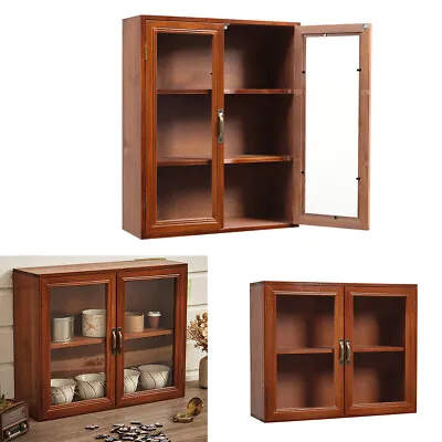 £27.95 • Buy Vintage Wall Mounted Cupboard Wooden Storage Cabinet Rustic Display Shelf Unit