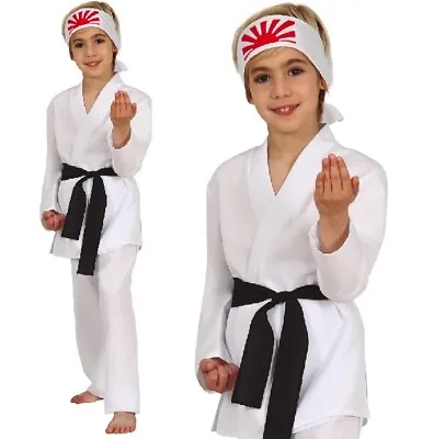 Childs Karate Fancy Dress Costume Kids Childrens Martial Arts Outfit White Fg • £15.99