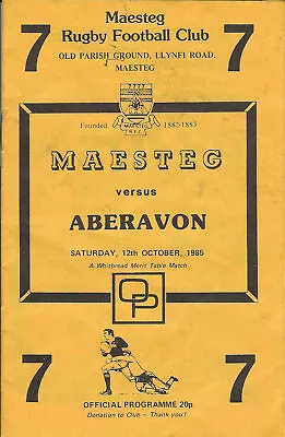 Maesteg v Aberavon 12 Oct 1985 RUGBY PROGRAMME • £4.89