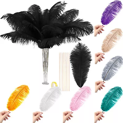 Large Ostrich Feathers Bulk-Making Kit 10Pcs 28  Long Feathers For Wedding Party • £17.99