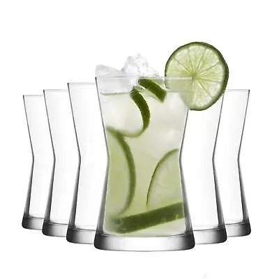 LAV 6x Derin Highball Glasses Water Juice Cocktail Tumblers 350ml Clear • £12