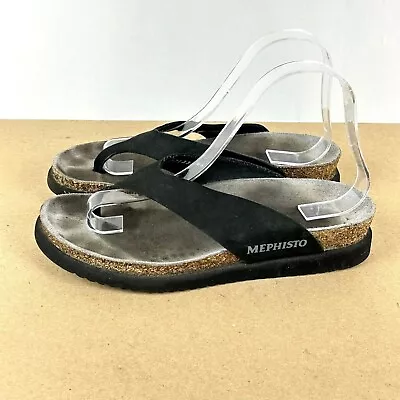 Mephisto Leather Thong Sandals Womens 8 EU 38 Black Toe Post • $29