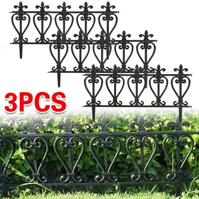 3Pcs Grass Flower Bed Edging Lawn Edge Plastic Garden Palisade Fence 60cm Length • £8.59