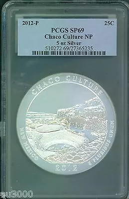 2012-p Chaco Culture America Beautiful Atb 5 Oz. Silver Pcgs Sp69 • $525