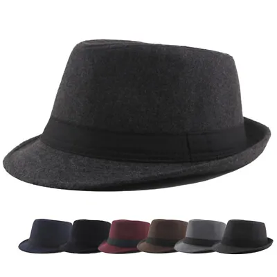 Women Men Autumn Winter Felt Hat Fedoras Top Jazz Cap Round Caps Bowler Hats # • $13.76