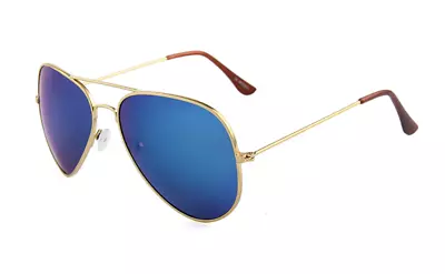 Vintage Classic Aviator Gold Metal Frame/Blue Lens 80s Pilot Sunnies Sunglasses • $14.95