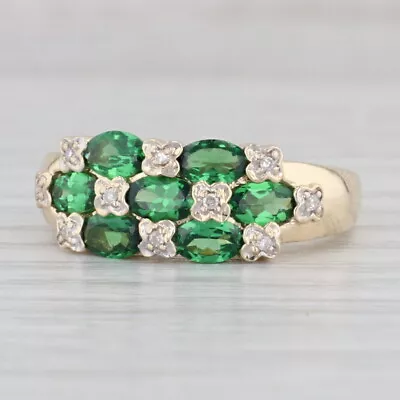 $653.11 • Buy 1.93ctw Green Tsavorite Diamond Cluster Ring 10k Yellow Gold Size 8.25