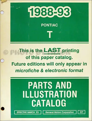 $49 • Buy 1993 Pontiac LeMans Parts Catalog Illustrated OEM Master Book 