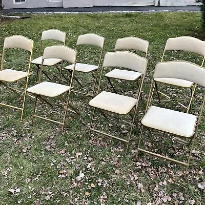 VINTAGE  Fritz And Co Cream Off White  FOLD UP CHAIRS Folding Chairs Velvet • $75