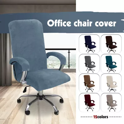 Elastic Stretch Velvet Office Chair Cover Computer Chair Protector W/ Arm Covers • $27.88