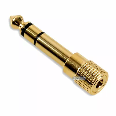 3.5mm To 6.35mm Gold Headphone Jack Plug Audio Adaptor • £2.75