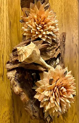 Vintage Seashell Sea Shell Art Plaque Wall Decor Flowers 14”x5” • $165