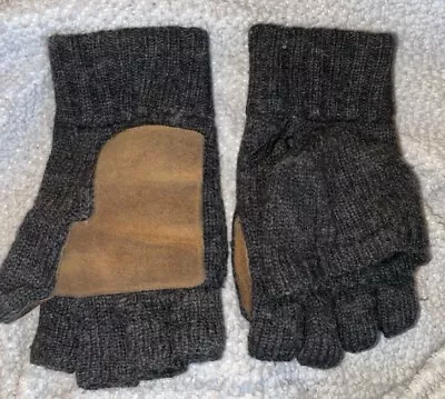 Express Men's Black/charcoal Gray Leather/Wool Winter Gloves L • $15