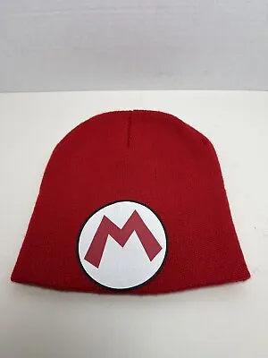 Super Mario Bros Red Big M Logo Beanie Hat Skull Cap Acrylic One Size Nintendo • $15.50