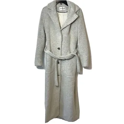 Won Hundred Laura Trench Coat Jacket Womens 34 Gray Belted Mohair Lined Buttons • $98