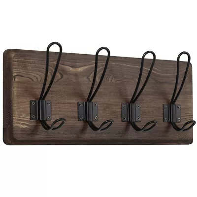 Wall Mounted Coat Rack Wooden Entryway Vintage Rustic Coat Rack Hat Hanger Rack • $19.99