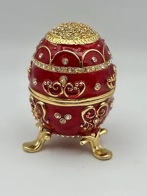 Red Faberge Egg Replica Trinket Box Hand Painted W/gold Gift Box Russian NEW • $24.99