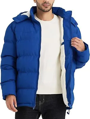 BEST SOUTH Men's Hooded Winter Puffer Jacket Fleece Warm Bubble Coat Outerwear C • $70.98