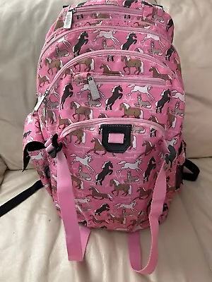 Wildkin Horses In Pink Backpack 18  Inch . 4 Pockets And A Padded Back. • $24