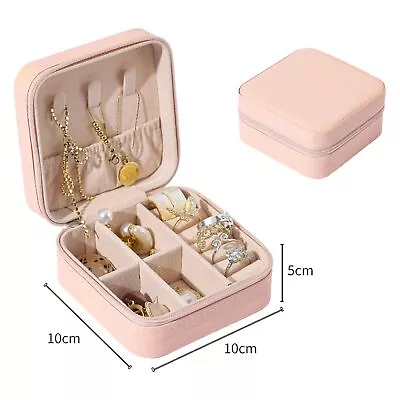 Travel Leather Jewellery Box Organizer Ornaments Case Ring Earring Storage Tray • $13.95