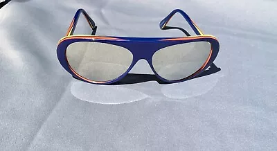 Vintage Aviator Sunglasses 70s 2 Orange Yellow & Blue Mirrored Glass Lenses • $19