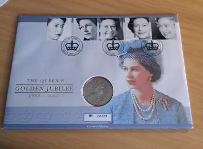 2002 Royal Mint £5 Pound Coin & Royal Mail First Day Cover Golden Jubilee 1952 • £7.95