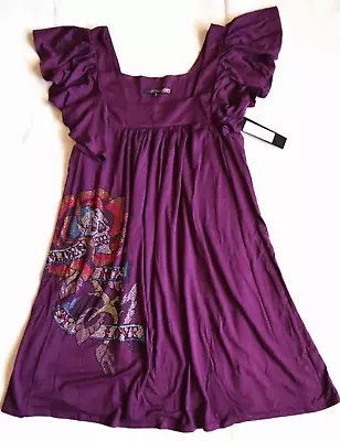 Ed Hardy By Christian Audigier Women's Happy Skull Purple Knit Dress Size S • $53.39
