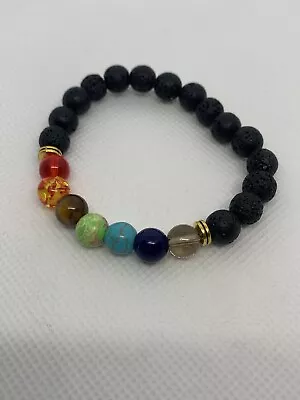 Chakra Crystal Bracelet With Diffuser Beads. • $8