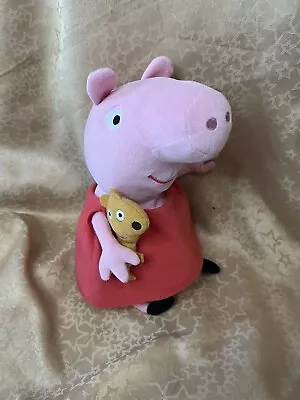 Peppa Pig Plush - TY Beanie - Peppa With Teddy Bear - Soft Toy - 33cm • $17