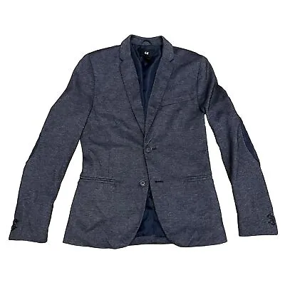34R H&M Slim Fit Cotton Sport Coat Men’s Gray Two Button Jacket Elbow Patch Mint • $34.21