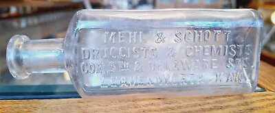 Drug Store Bottle: Mehl & Schott Druggists & Chemists Leavenworth KS • $15