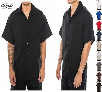 Caltop Sportswear Mens OG Button Up Short Sleeve Dress Shirt Solid Color • $36.99