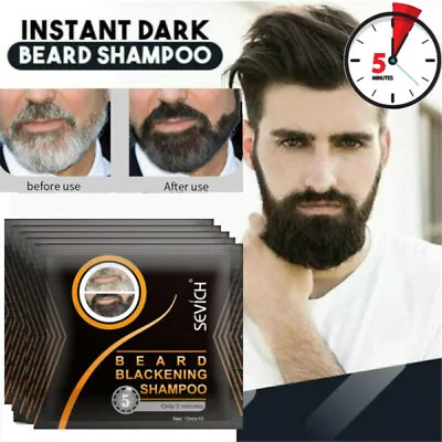 Men Black Beard Simple Hair Dye Color Shampoo Permanent Darkening Hair Coloring • $8.65