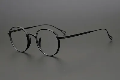 Pure Titanium Black Glasses Frame Retro Round Vintage Eyeglasses Women Men S • $34.99