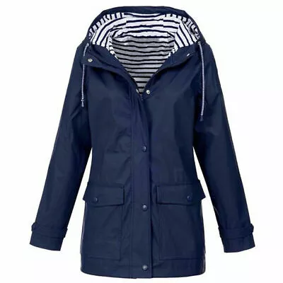 Womens Waterproof Raincoat Ladies Outdoor Wind Rain Forest Jacket Coat Plus Size • £6.99