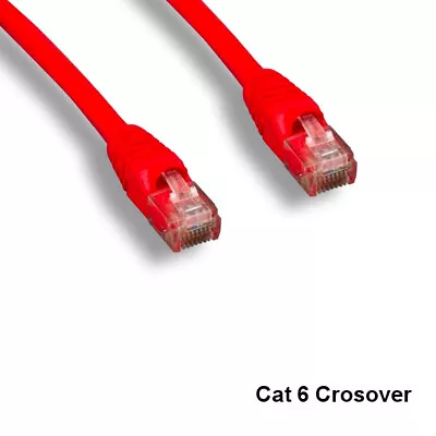 Red 25 Feet Crossover Cat6 UTP Ethernet Patch Cable 550MHz Snagless Molded Boot • $12.72