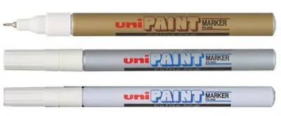 Uni-Ball PX-203 Extra Fine Uni Paint Marker PX203 - WHITE GOLD SILVER 1 2 3 6 12 • £3.65